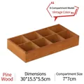Vintage 8-grid pine wood storage box for small items desktop organizer - Retro 8 Grids