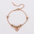 Elegantes rotgoldenes Herzarmband mit Schlangenkette und verstellbarem Verschluss für Damen - Roségold