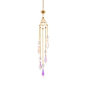 Golden suncatcher with crystal prisms and starburst charm on white background - Style 3 (Sunburst - Aurora Pyramid Crystal)