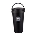 Portable black stainless steel insulated coffee mug with handle and secure lid - 510ml / Handbag Style / Black