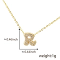 Gold-plated copper initial R pendant with cubic zirconia, weighing 1g and 0.46in high - Gold Letter-R