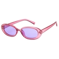 Pink translucent oval sunglasses with purple lenses and fashion vintage design - Translucent Purple