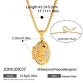 Detail of 18K gold stainless steel locket necklace with celestial moon and star pattern - Moon Stars Oval Style (JDN0108037)