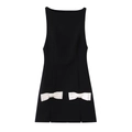 Elegante abito nero senza maniche corto con fiocchi bianchi in posa piatta - XS