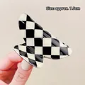 Vlinder haarklem met zwart-wit schaakbordpatroon, afmeting van ongeveer 7,5 cm - 2# Halve Cirkel 1 (Ongeveer 7,5cm)