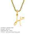 Elegant gold stainless steel letter H pendant necklace with heart charm on box chain - Letter H / 38+5cm / Gold