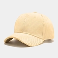 Classic beige corduroy baseball cap in premium ribbed fabric for a retro style - Light Yellow