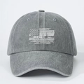 Gorra de béisbol gris lavado con bandera americana desgastada y cierre ajustable - Talla única / Gris