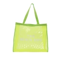 Neon green mesh beach tote bag with The Beach Bag print and reinforced handles - Yellow With White Lettering