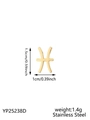 Detailed specs of gold Pisces zodiac charm with 1.5cm height and stainless steel texture - Pisces