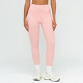 High-waisted seamless yoga leggings in soft pink brushed fabric for fitness and running - S / Bottoms / Peach Pink
