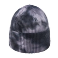 Detailed close-up showing the ribbed texture and tie-dye pattern of the grey knit beanie - M(56-58cm) / Black Grey Tie Dye