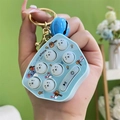 Mini blue handheld whack-a-mole keychain game console with cartoon seal and golden bell - Whack-a-mole Machine - Blue