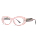 Oval transparent pink frames with grey-purple marble temples and silver diamond rivets - C19 Pink/Clear