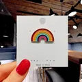 Colorful rainbow enamel brooch pin with a white display card for bags and clothing - 111*Large Colorful Rainbow Pin