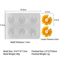 6-cavity white silicone sunflower mold for DIY daisy candles with dimensions and weight - 6-Cavity Daisy F449-1
