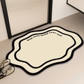 Irregular cream rug with black wavy borders and Wish Your Dream Come True text print - Qsjh-e / 30*40cm [Upgraded Thickened Diatom Mud]