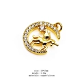 Golden crescent moon and flying horse pendant with micro-pave zircons and copper base - Moon Unicorn (3)