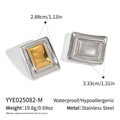 Detailed size and weight view of square gold and silver waterproof stainless steel earrings - Gold and Silver Two-tone Style (YYE025082 -M)