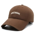Brown soft top baseball cap with white narason embroidery and cotton twill texture - Coffee