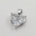 Silver heart pendant necklace with clear zircon stones on a white background - Heart White Zircon XW0004 Silver Pendant