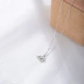 S925 sterling silver zodiac necklace featuring a silver geometric pendant on white fabric - Aquarius Silver Color