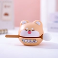 Cute Shiba Inu round figurine with 'Xiao Ren Tui San' text on light orange desk decor - 3043 Shiba Inu Toy