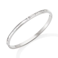 Bracelet charnière femme en acier inoxydable avec zircons carrés et nacre en argent - Argent (PAS896)