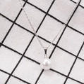 Minimalist pearl pendant on a fine silver stainless steel chain necklace for women - Silver