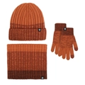 Winter orange gradient knitted hat, scarf and touchscreen gloves set for outdoors - One Size / Knit Hat, Scarf and Gloves Set / Caramel color