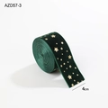 Deep green velvet ribbon with golden glitter stars, 4cm width for Christmas tree decoration - 4CM Green Star Ribbon (2M/Roll)