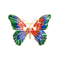 Golden butterfly brooch with colorful enamel wings and sparkling rhinestones inlay - YNCP8293 Multicolor