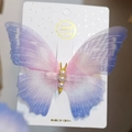 Pink and purple gradient tulle butterfly hair clip with pearl accents on gold metal base - Dreamy Blue Butterfly Card Pack