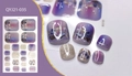 Detail of purple gradient toe nail stickers with shell texture and silver glitter accents - Purple Gradient Shell Glitter Style (QYJ21-035)