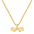 Minimalist gold bow necklace featuring a delicate hollow pendant and twisted chain design - Gold