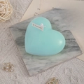 Romantic heart shaped scented candle in mint green color on marble stone tray - Lake Green (Blackberry Basil)