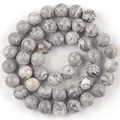 Natural round stone beads with gray marble texture for DIY jewelry making and crafts - Map Stone / 4mm/1 Piece Approximately 90 Pieces/10g