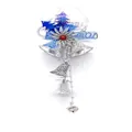 Dettaglio di campane natalizie blu e argento con scritta Merry Christmas - 15cm Testo Appeso 6cm Campana / Argento