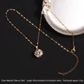 Gold rotating clover necklace with zircon pendant made of durable titanium steel - Rotatable Style 54 Hollow Flower (A708)