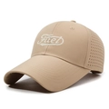 Khaki baseball cap with Fuel embroidery and breathable laser-cut side perforations - Adjustable / Deep Beige