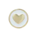 Elegant white enamel round bead with golden heart detail for jewelry making - Heart / White