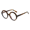 Retro round leopard print sunglasses with chic tortoiseshell frame and clear lenses - Leopard Frame