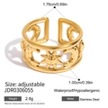 18K gold plated stainless steel sun and moon cutout adjustable open ring, 2.8g - Gold Style (JDR0306055)