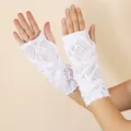 Guanti lunghi bianchi senza dita strappati per cosplay di Halloween e feste punk - Bianco