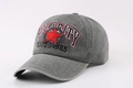 Detalle de gorra gris de algodón lavado con estrella roja y bordado de HILARITY - Gris