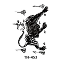 TH-453 temporary tattoo sticker featuring a roaring black and white Sak Yant tiger design - Th-453 / 210*148mm
