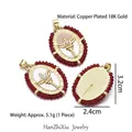 Ovale 18K vergulde Maria hanger met witte parel en rode kristallen kralen - Stijl B