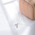 Sterling silver zodiac necklace with sparkling crystal M-letter pendant for women - Scorpio Silver Color
