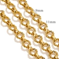 Golden 18K stainless steel hip hop chain links in 9mm and 11mm width options - Z2198G Gold 9mm/11mm Width