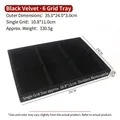 Black velvet 6-slot jewelry tray with removable dividers for rings and necklaces - Large 6 Grids Tray